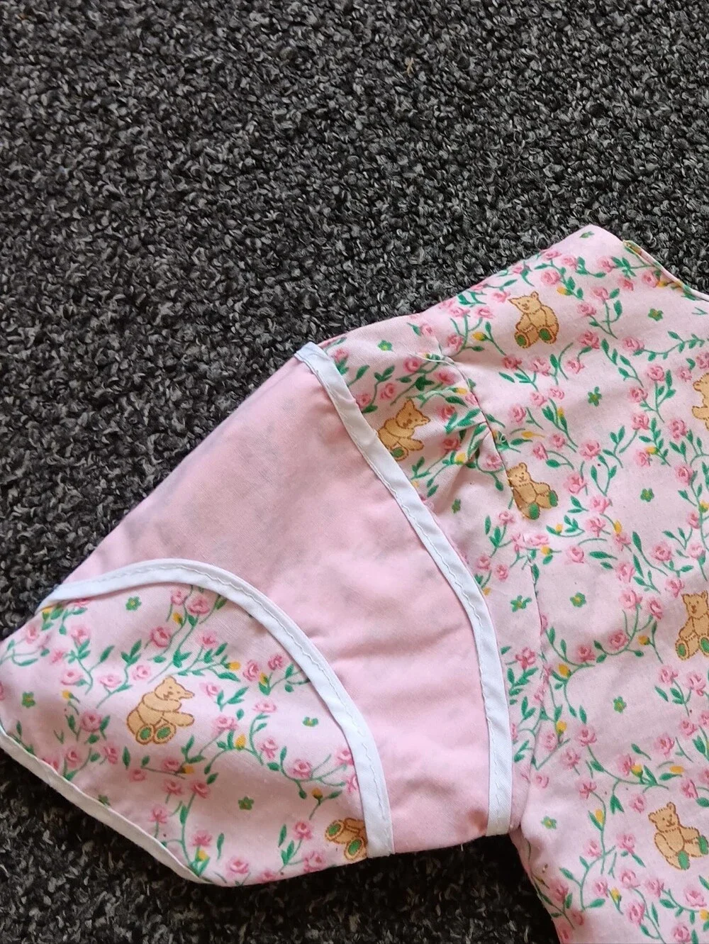 70s 80s Handmade Vintage Whimsical Girls Bear Nightgown, Approx Sz 8 Whimsy Pink